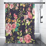 Vintage Rose Floral Flower Pattern Print Premium Shower Curtain