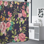 Vintage Rose Floral Flower Pattern Print Premium Shower Curtain