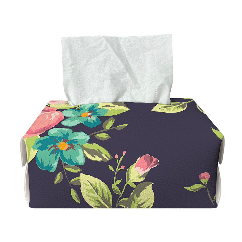 Vintage Rose Floral Flower Pattern Print Rectangle Tissue Box Cover