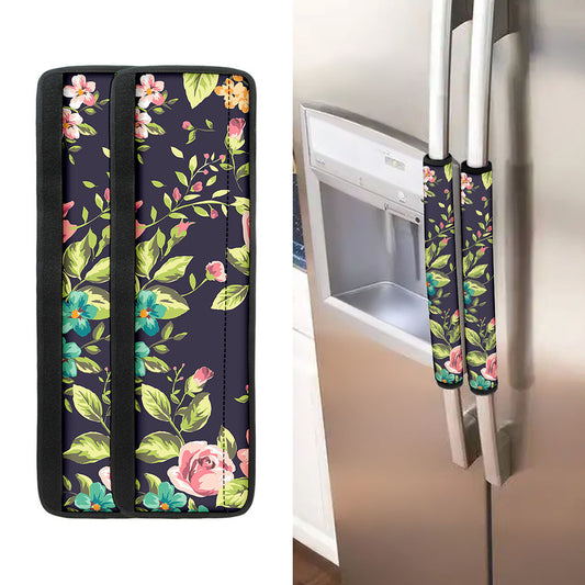 Vintage Rose Floral Flower Pattern Print Refrigerator Handle Covers
