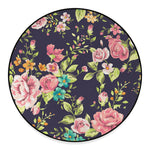 Vintage Rose Floral Flower Pattern Print Round Floor Mat