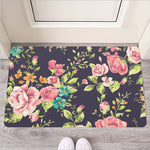 Vintage Rose Floral Flower Pattern Print Rubber Doormat
