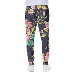 Vintage Rose Floral Flower Pattern Print Scuba Joggers