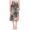 Vintage Rose Floral Flower Pattern Print Side Slit Midi Skirt
