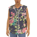 Vintage Rose Floral Flower Pattern Print Sleeveless Baseball Jersey