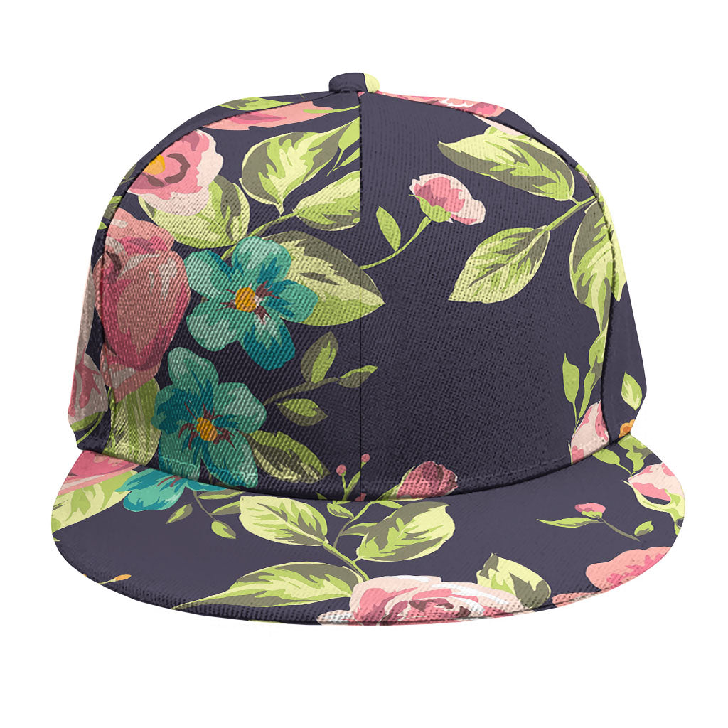 Vintage Rose Floral Flower Pattern Print Snapback Cap