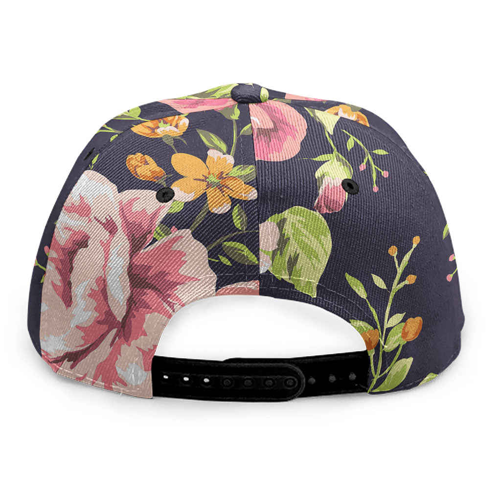 Vintage Rose Floral Flower Pattern Print Snapback Cap