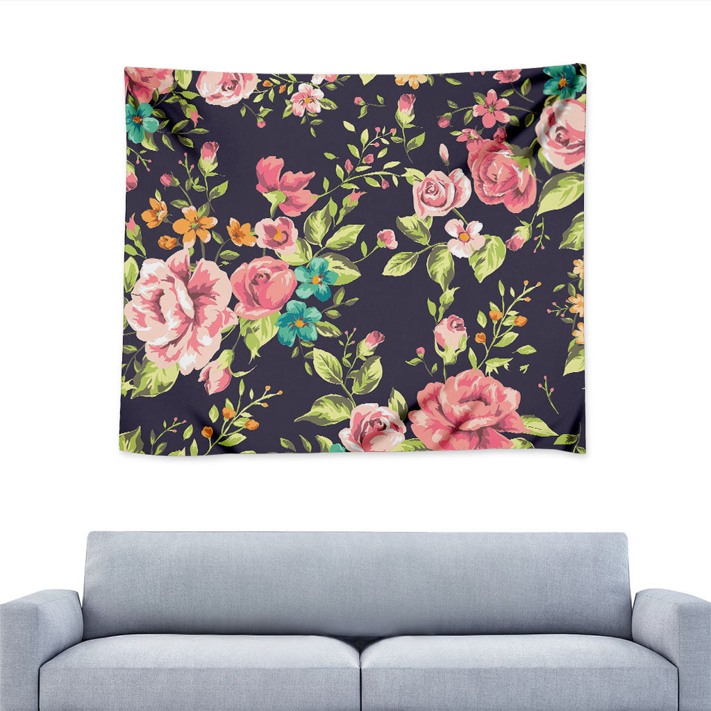 Vintage Rose Floral Flower Pattern Print Tapestry