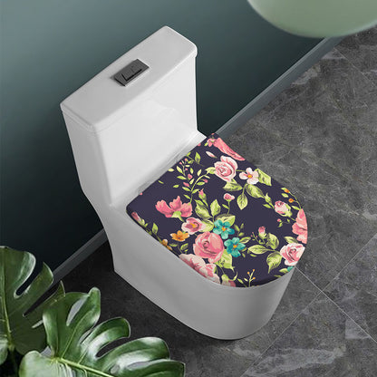 Vintage Rose Floral Flower Pattern Print Toilet Lid Cover