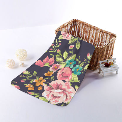 Vintage Rose Floral Flower Pattern Print Towel