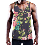Vintage Rose Floral Flower Pattern Print Training Tank Top