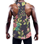 Vintage Rose Floral Flower Pattern Print Training Tank Top