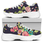 Vintage Rose Floral Flower Pattern Print White Chunky Shoes