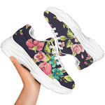 Vintage Rose Floral Flower Pattern Print White Chunky Shoes
