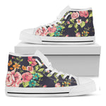 Vintage Rose Floral Flower Pattern Print White High Top Sneakers