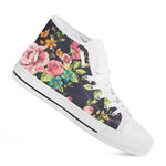 Vintage Rose Floral Flower Pattern Print White High Top Sneakers