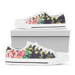 Vintage Rose Floral Flower Pattern Print White Low Top Sneakers