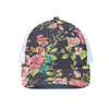 Vintage Rose Floral Flower Pattern Print White Mesh Trucker Cap