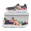 Vintage Rose Floral Flower Pattern Print White Running Shoes