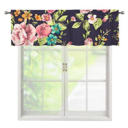 Vintage Rose Floral Flower Pattern Print Window Valance