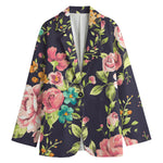 Vintage Rose Floral Flower Pattern Print Women's Cotton Blazer