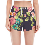 Vintage Rose Floral Flower Pattern Print Women's Split Running Shorts