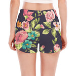Vintage Rose Floral Flower Pattern Print Women's Split Running Shorts