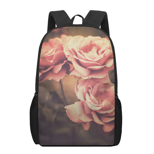 Vintage Rose Print 17 Inch Backpack