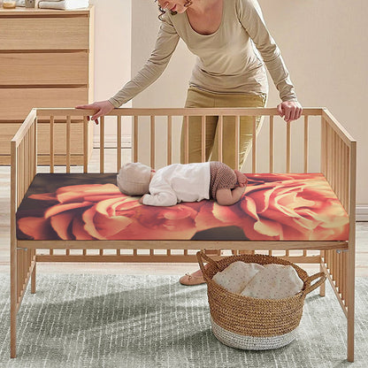 Vintage Rose Print Baby Crib Sheet