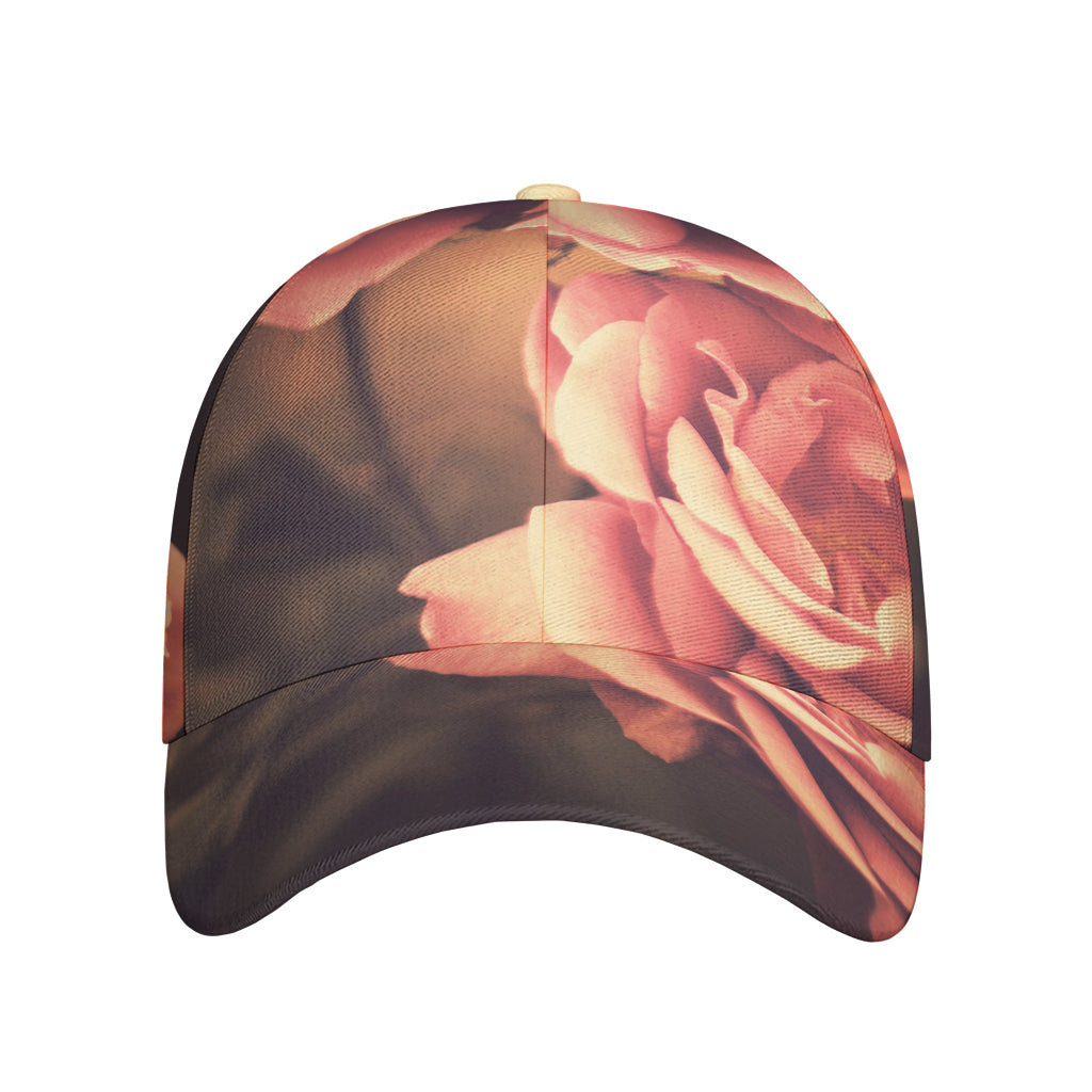 Vintage Rose Print Baseball Cap