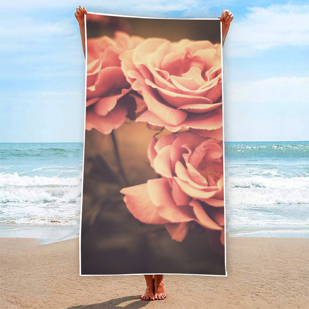 Vintage Rose Print Beach Towel