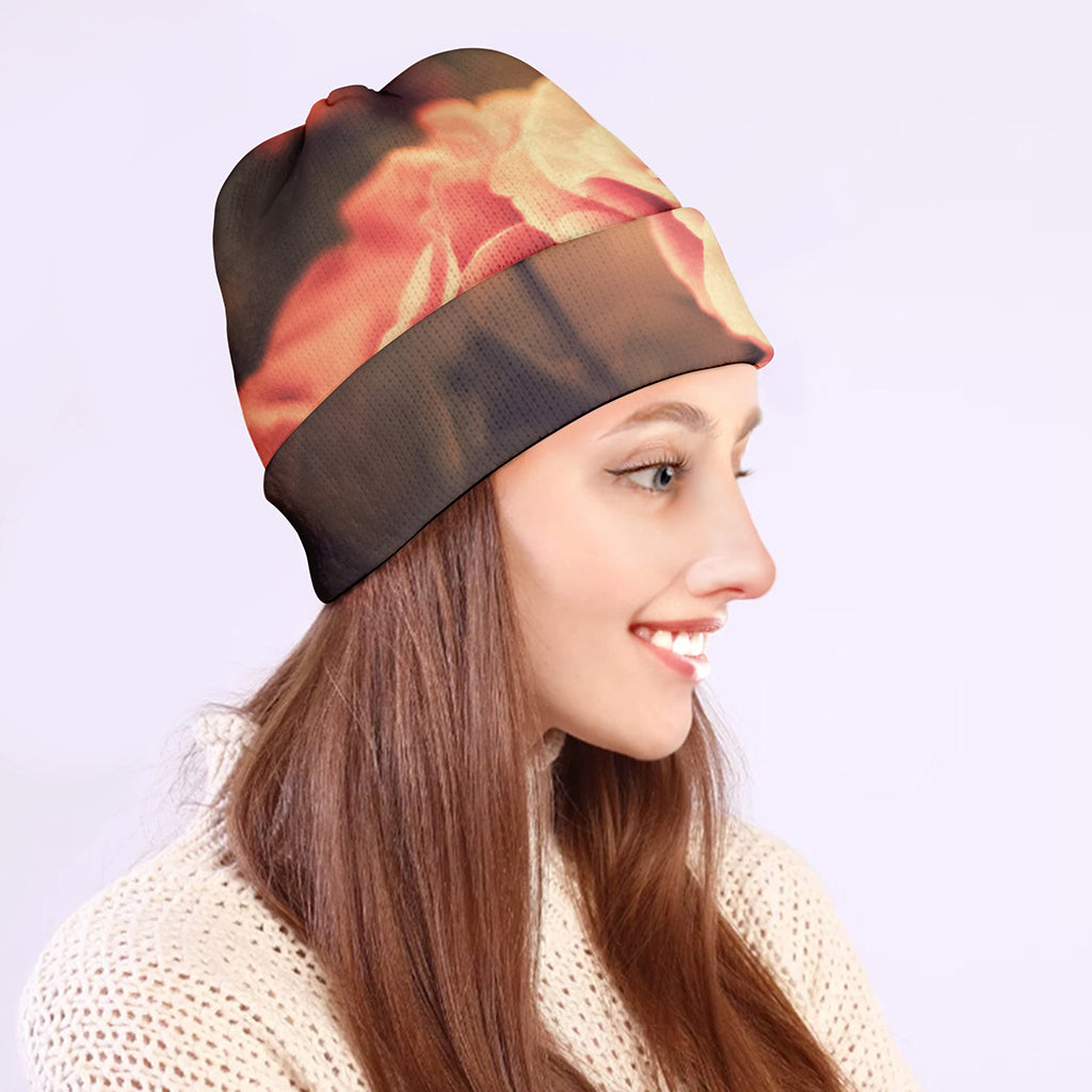 Vintage Rose Print Beanie
