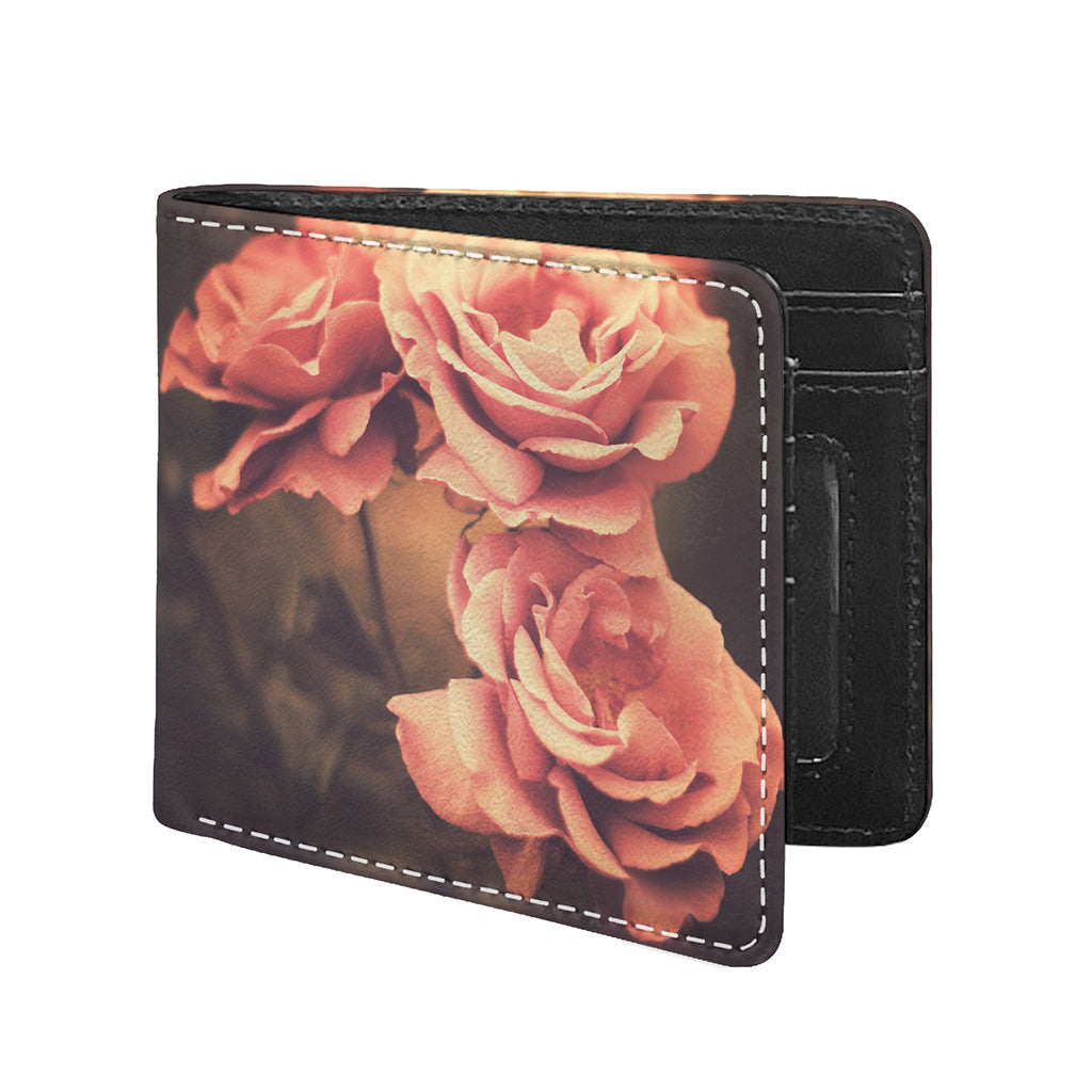 Vintage Rose Print Bifold Wallet