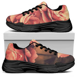 Vintage Rose Print Black Chunky Shoes