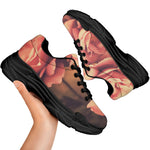 Vintage Rose Print Black Chunky Shoes