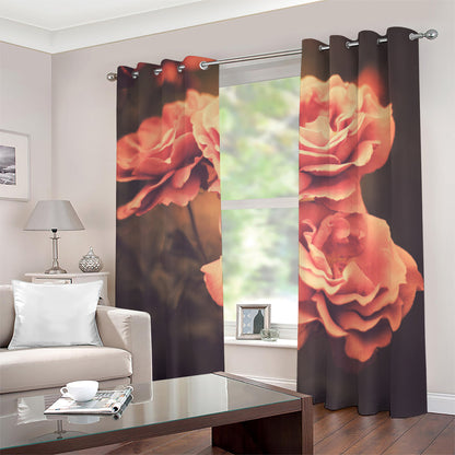 Vintage Rose Print Blackout Grommet Curtains