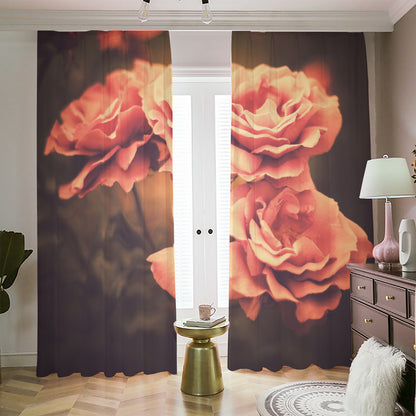 Vintage Rose Print Blackout Pencil Pleat Curtains