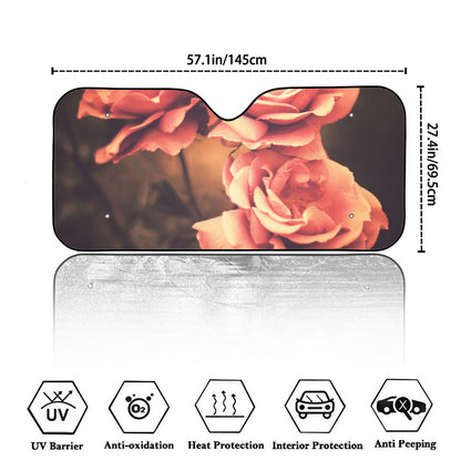 Vintage Rose Print Car Windshield Sun Shade