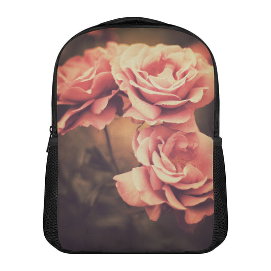 Vintage Rose Print Casual Backpack