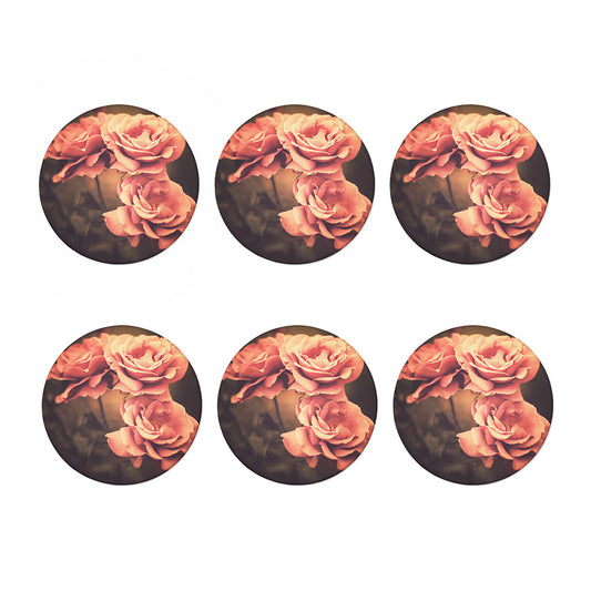 Vintage Rose Print Coaster Set