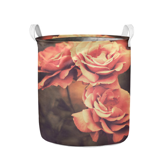 Vintage Rose Print Collapsible Laundry Basket