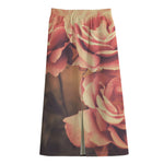 Vintage Rose Print Cotton Front Slit Maxi Skirt
