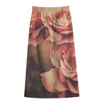Vintage Rose Print Cotton Front Slit Maxi Skirt
