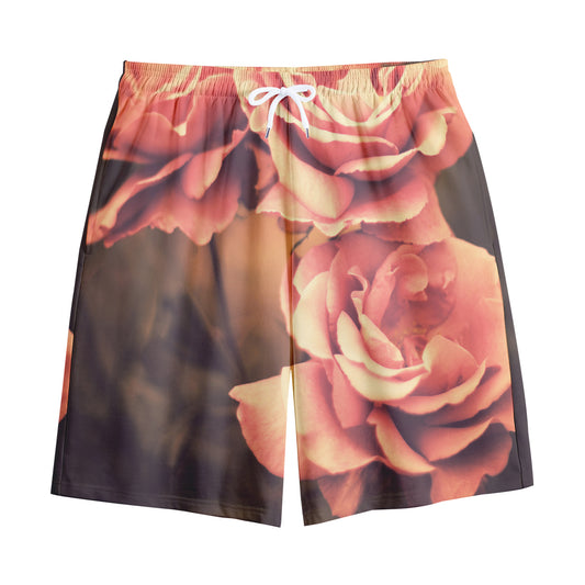 Vintage Rose Print Cotton Shorts