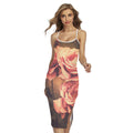 Vintage Rose Print Cross Back Cami Dress