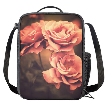 Vintage Rose Print Crossbody Lunch Bag