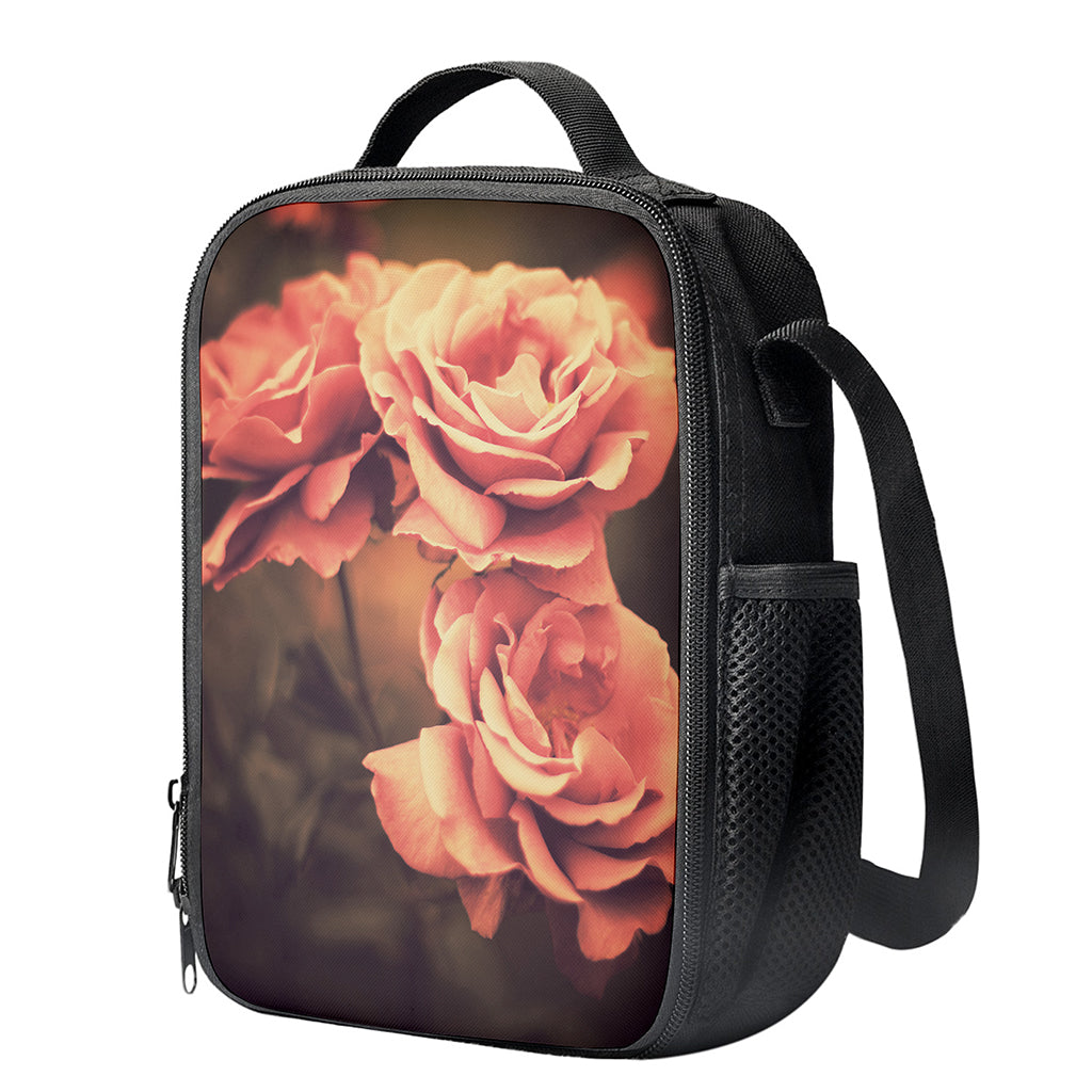 Vintage Rose Print Crossbody Lunch Bag