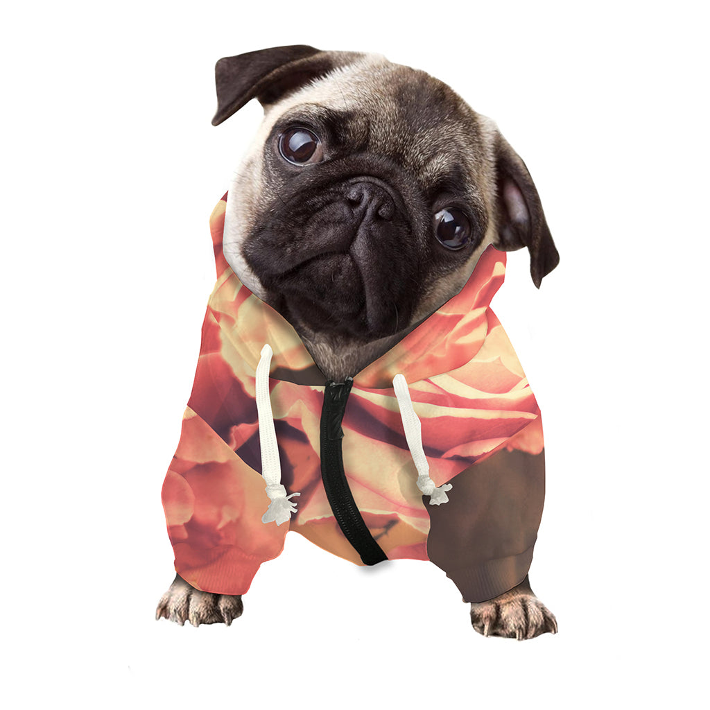 Vintage Rose Print Dog Zip Up Hoodie