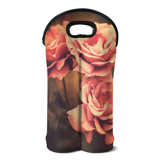 Vintage Rose Print Double Neoprene Wine Tote