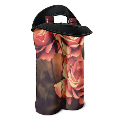 Vintage Rose Print Double Neoprene Wine Tote